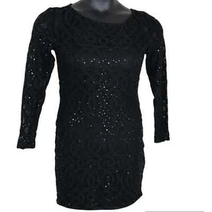 Black Sequin Flattering Mini Dress Party Event Eras Tour - Picture 1 of 12