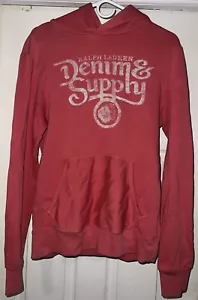 Polo Ralph Lauren Denim & Supply Indian Head Hoodie Red Sweatshirt Mens Size S - Picture 1 of 5