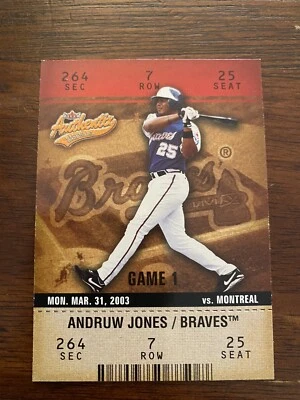 2003 Fleer Authentix - Card #83 Andruw Jones - Atlanta Baseball - Image 1 of 4