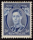AUSTRALIA - 1937 3d BLUE Die 1 SG 168 MLH Cv £65 [D5993]