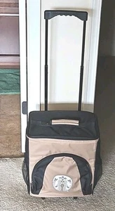 Starbucks logo Soft Cooler with Wheels 48CAN Rolling Tan/Black Rare 15.5x14x10" - Picture 1 of 4