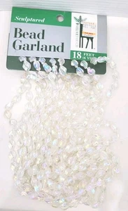 Vintage Weihnachten geformte Perlengirlande 18 Fuß klar & irisierend alter Bestand - Bild 1 von 7