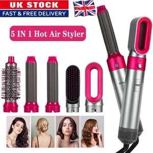 5-in-1 Hair Dryer Brush Volumizer Comb Hair Curler Straightener Curling Tool Set - Picture 1 of 15