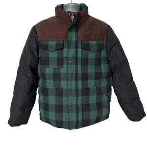 Tommy Hilfiger Coat Green Black Brown Buffalo Plaid Puffer Jacket Men's Large - Picture 1 of 11
