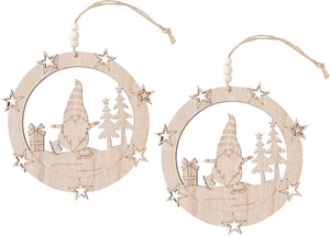 Ciondolo in legno VBS gnomi set 2 pezzi 15 cm decorazione fai da te Natale - Foto 1 di 1