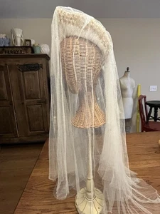 1956🌟Vintage Antique Handmade 1900s Wax Flower Crown Tiara Wedding Bridal Veil - Picture 1 of 24