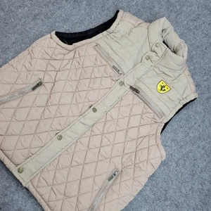 Franky Max Puffer Vest Mens XL Beige Ferrari Racing Quilt Snap Inside Zip Preppy - Picture 1 of 7