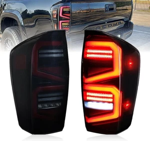 LED Tail Brake Tail Lights for Toyota Tacoma 2016-2021 Pickup Truck Rear Black - Afbeelding 1 van 9