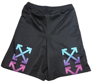 Pantaloncini Off-White x Virgil Abloh a rete sfumata taglia XS neri 6" cuciture interne coulisse - Foto 1 di 21