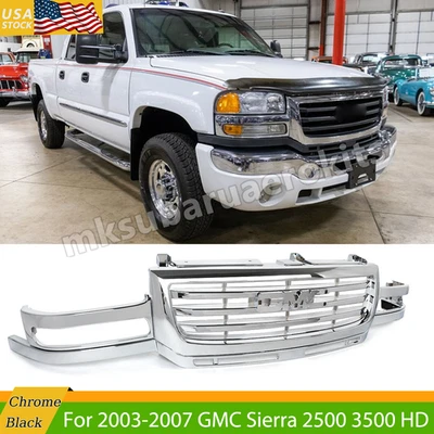 For 2003-2007 GMC Sierra 2500 3500 HD Chrome Front Bumper Upper Grille 19130795 Foto 1 de 4