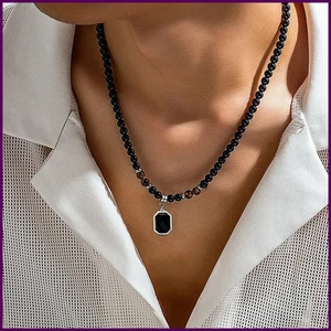 Herren Stein Perlenkette, Hip-Hop Style, Unikat und hochwertig, schlicht - Bild 1 von 27