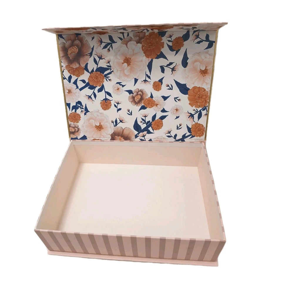 Pooch & Sweetheart STORAGE Box 12.5 x9 Floral Stripes Bible Verse Gift Victorian - Image 1 of 4