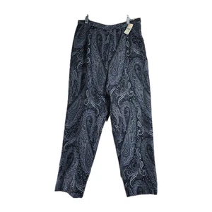 Talbots Damen Hose blau Paisley Brokat hoher Bund seitlicher Reißverschluss Größe 10P neu mit Etikett - Bild 1 von 11