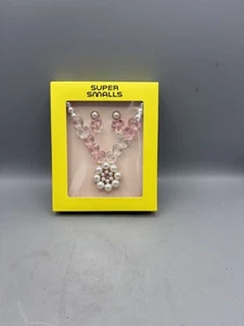 Super Smalls Pink White Pearl Necklace and Earrings Jewelry Set for Girls age 3+ - Picture 1 of 4