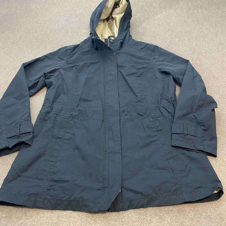 Eddie Bauer Jacket Womens Petite Large Navy Hooded Full Zip Parka Rain Coat - Image 1 of 4
