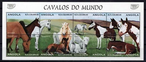 Angola 993 MNH Horses block Equine Thoroughbred Pintos Zayix Stamps 0125M0115M - Picture 1 of 1