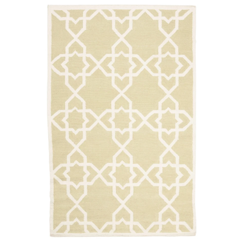 SAFAVIEH Dhurries DHU548A Handwoven Olive / Ivory Rug - Image 1 of 4