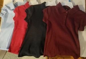 Girl Chaps School Uniform Polo Shirt Light Blue Red Navy Blue Burgundy 4 6 6X - Picture 1 of 5