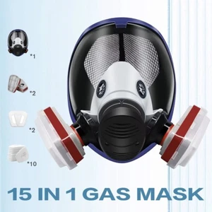 16 In 1 Antifog Full Face Gas Mask lndustrial Spray Painting Chemical Respirator - Picture 1 of 6