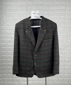LINEA MASSIMA Trachten Loden Tyrol Hunting Blazer Jacket Houndstooth Check Gr 25 - Picture 1 of 14