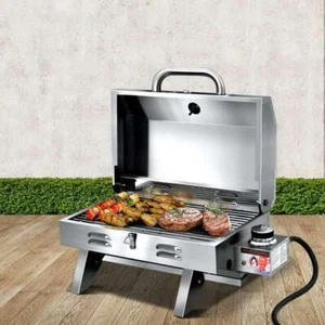 Stainless Steel Gas BBQ Outdoor Grill Camping Barbecue Cooker Single Burner - Picture 1 of 7