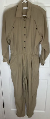 LIZ CLAIBORNE WOMENS JUMPSUIT KHAKI  SIZE 12 LONG SLEEVED  100% RAYON NEW - Image 1 of 3