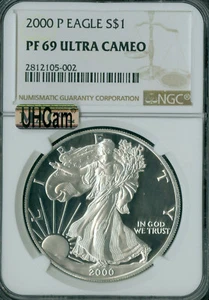 2000 P SILVER EAGLE NGC PF69 UCam MAC UHCAM SPOTLESS . - Picture 1 of 2