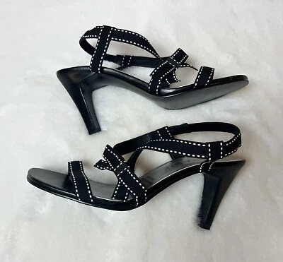 Fashion Bug Heels Black Infinity Bow Strap Y2K Square Toe Women’s 7.5 - Image 1 of 4