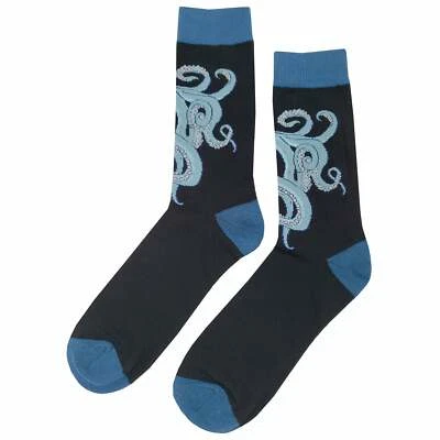 NWT Blue Octopus Dress Socks Novelty Men 8-12 Black Crazy Fun Sockfly - Immagine 1 di 4