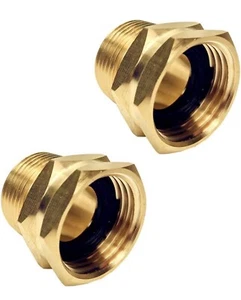 Brass Garden Hose Adapter, 3/4” GHT Male x 1” NPT Male Connector,GHT to NPT A... - Picture 1 of 3