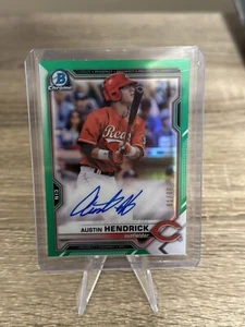 2021 Bowman Chrome Austin Hendrick Green Prospect Refractor /99 Cincinnati Reds - Picture 1 of 2
