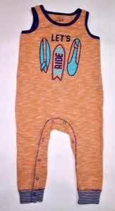 Cat & Jack 18M Baby Junge Orange Blau Let's Ride Surfbrett Einteiler Sommerspaß - Bild 1 von 10