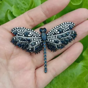 45x65 mm Broches de libélula chapados en metal de cristal azul alfileres de insectos joyería - Imagen 1 de 6