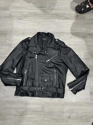 Vintage Vera Pelle Motorcycle Moto Biker Black Jacket Made Italy XLarge - Image 1 of 4