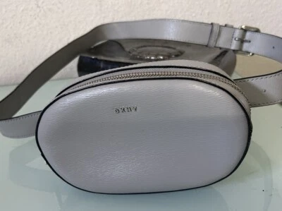 DKNY Women's Gray Leather Adjustable Fanny Pack - Waist Belt Bag NICE - Image 1 of 4