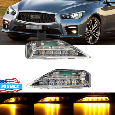 LED Fog Lights Bumper Turn Signal Lamp Kit For Infiniti Q50 Q50S Sport 2014-2020 Foto 1 de 4