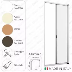 ZANZARIERA A RULLO ORIZZONTALE KIT PER PORTA FINESTRA IN ALLUMINIO RIDUCIBILE - Foto 1 di 1
