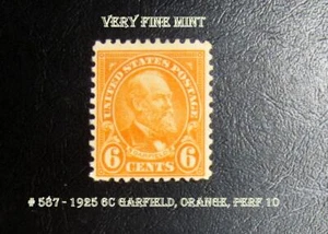 A Great US Very Fine Mint Stamp # 587 - 1925 6c Garfield, orange, perf 10 - Picture 1 of 1