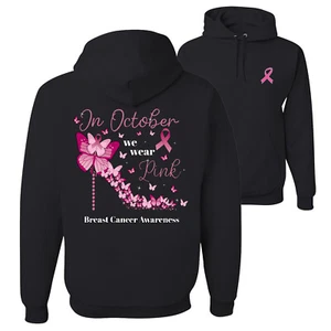 In October We Wear Pink Diamond Heel Unisex Graphic Hoodie Sweatshirt - Picture 1 of 8