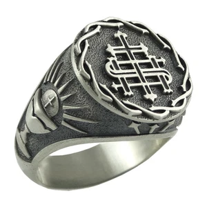 Jesuit Sterling Silver Men's Ring The Holy Name of Jesus IHS - Picture 1 of 11