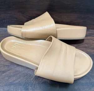 Beek Anthropologie Pelican Honey Tan Beige Leather Platform Flatform Sandals 10 - Picture 1 of 6