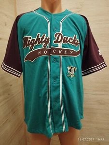 Vintage Starter NHL Anaheim Mighty Ducks Short Sleeve Button Up Shirt Size Large - Picture 1 of 9