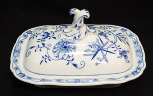 Rare Antique Crossed Swords Meissen Blue Onion Covered Serving Rectangle Dish - Picture 1 of 10