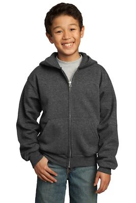 Port & Company Youth Core Fleece Full Zip Hooded Sweatshirt M-PC90YZH - Image 1 of 2