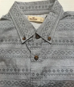 Hollister - Mens/Guys - Gray Aztec Button Front EL Porto Shirt Large Gray NWT - Picture 1 of 3