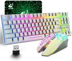 Wireless Gaming Keyboard and Mouse Rainbow LED 87 Key for PC MAC Laptop PS4 Xbox
