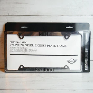 Stainless Steel Metal License Plate Frame for Mini Cooper Portland READ DESC - Bild 1 von 9