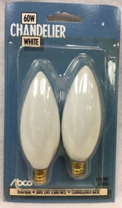 ABCO 60B10/W 60 Watt Torpedo Decorative Candelabra LightBulb - White #03790 2-pk - Picture 1 of 5