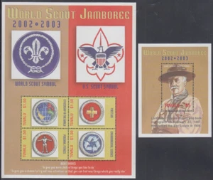 TUVALU Sc # 894a-d,895 CPL sin montar o nunca montada - hoja y envío - 20o JAMBOREE SCOUT MUNDIAL - Imagen 1 de 1