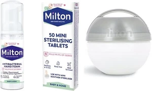 Milton Mini Schnuller Reisesterilisator 50 Mini Sterilisationstablette Handdesinfektionsmittel - Bild 1 von 7